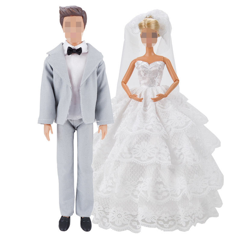 Doll Clothes Toy Doll Wedding Clothes Doll West Assembly Five Layers Wedding Dress detail 4