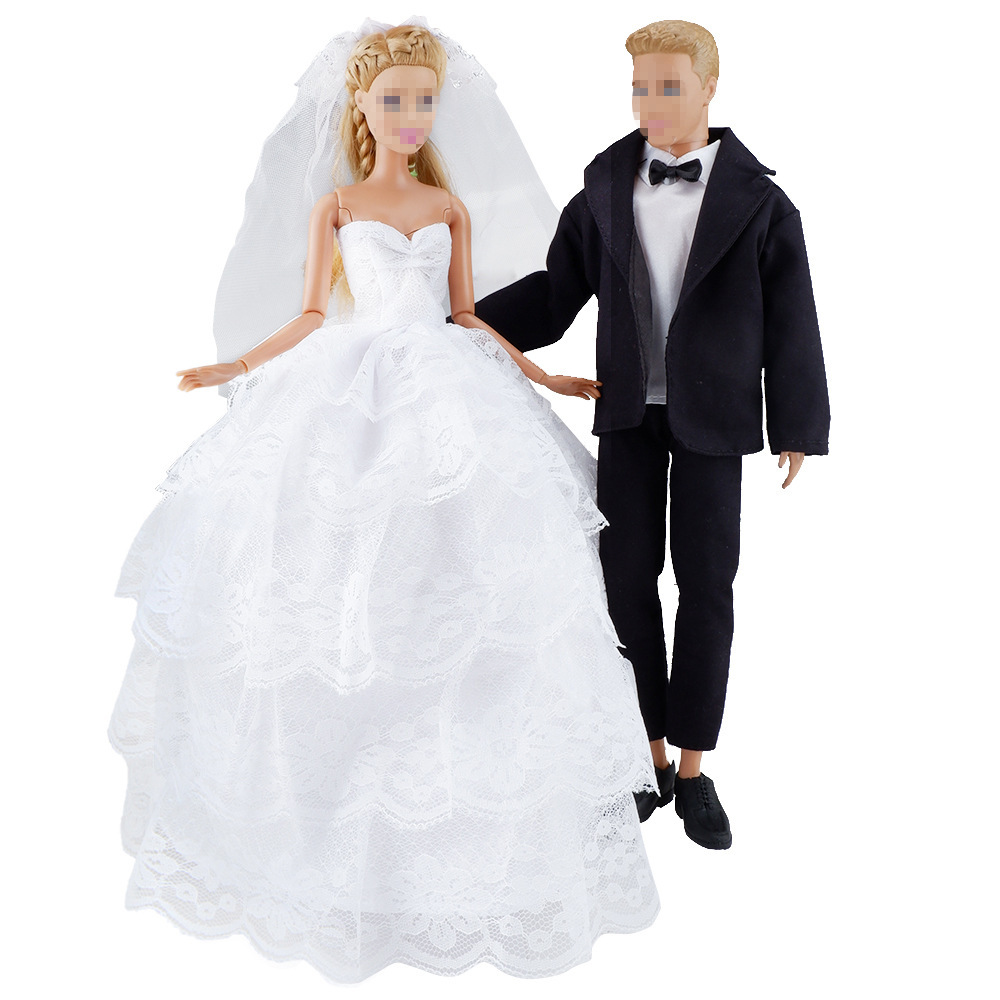 Doll Clothes Toy Doll Wedding Clothes Doll West Assembly Five Layers Wedding Dress detail 9